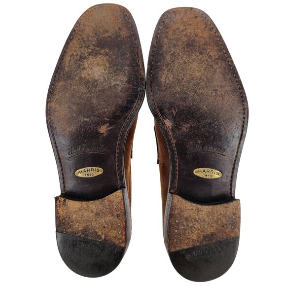 Harris 1913 Handmade Dress Shoes Mens size 8.5 Brown Suede Leather Penny Loafers - Picture 3 of 11